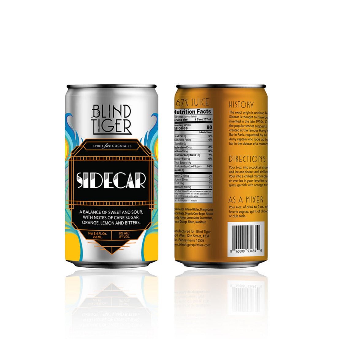 Sidecar Slim Can 4-pack (33.6oz) by Blind Tiger Spirit-Free