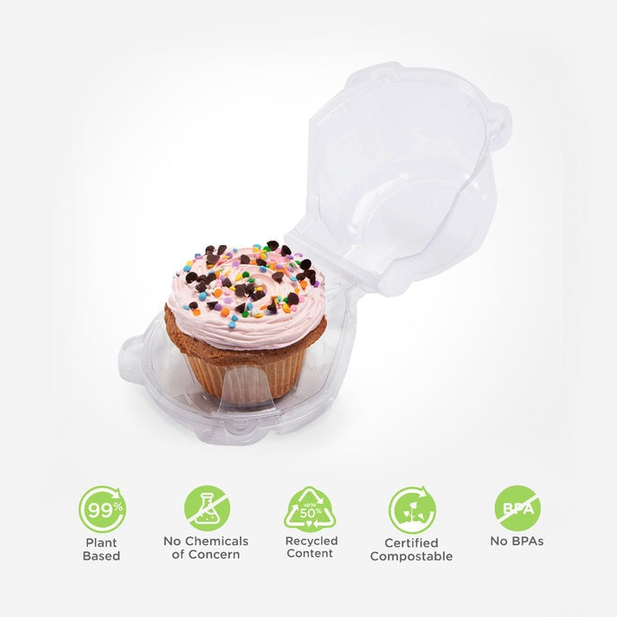 Single 3.5" Mega Cupcake & Muffin Package, Crystal Clear, PLA, 300/Case