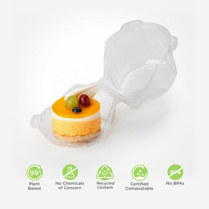 Single 3.75" Dessert Package, Crystal Clear, PLA, 300/Case