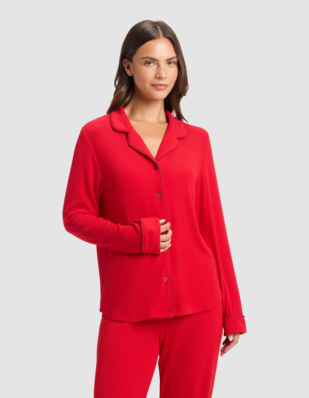 Women's Bamboo Rib-Knit Classic Long Sleeve Pajama Set