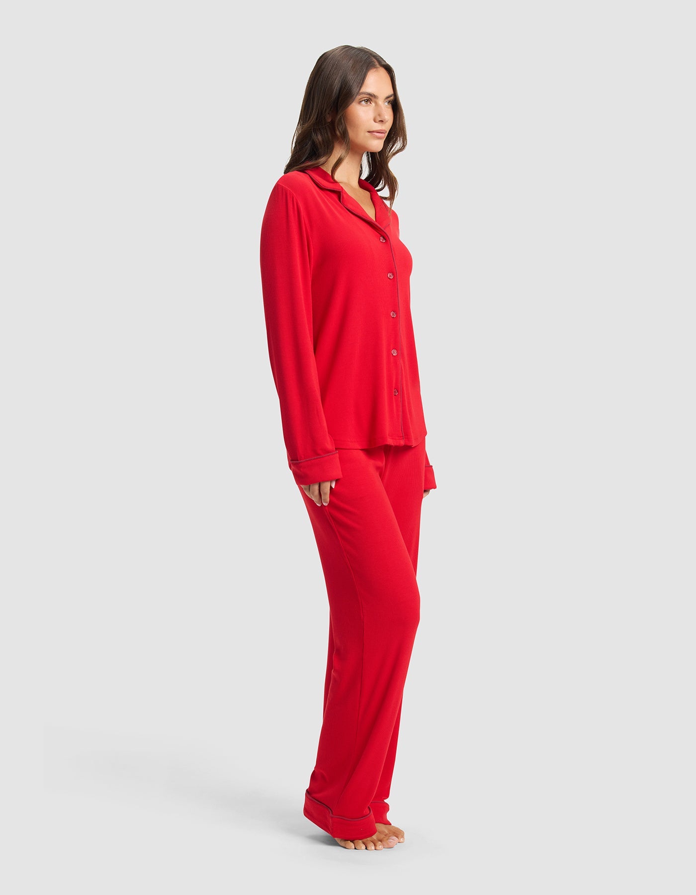 Women's Bamboo Rib-Knit Classic Long Sleeve Pajama Set