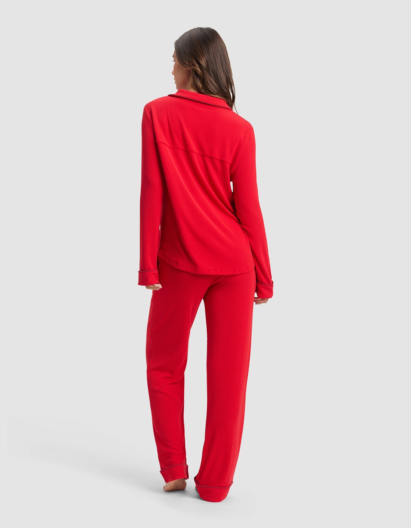 Women's Bamboo Rib-Knit Classic Long Sleeve Pajama Set