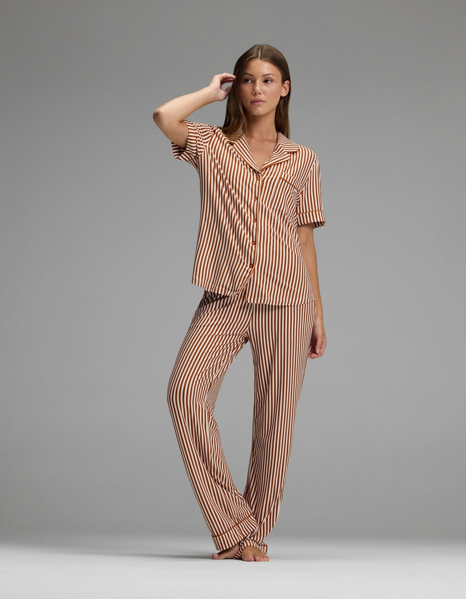 Women's Bamboo Stretch-Knit Short Sleeve & Pant Pajama Set