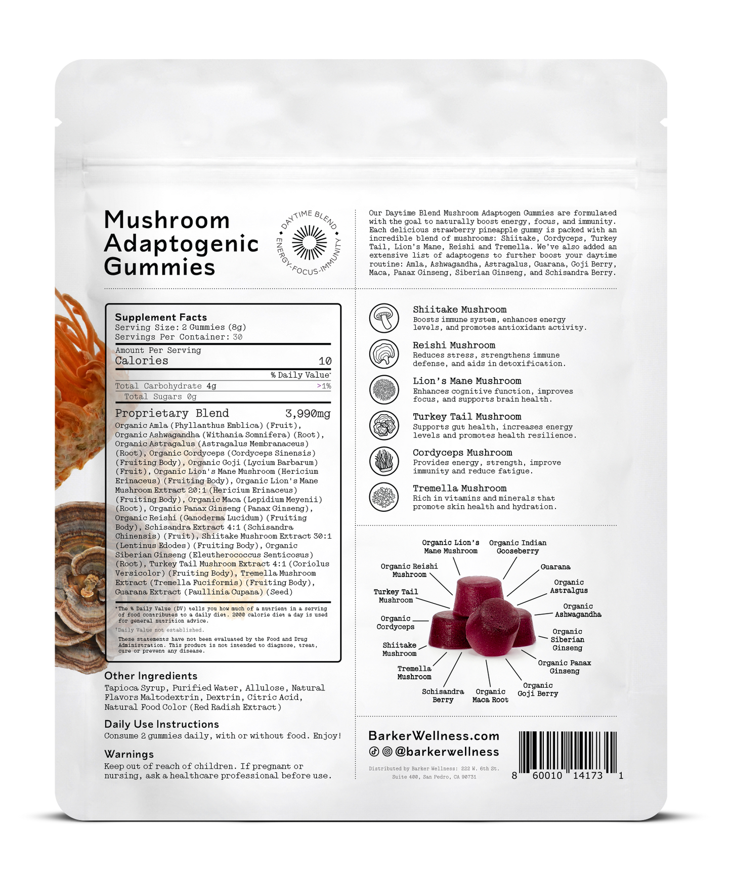 Mushroom Adaptogen Gummies (Sugar-Free) - Daytime