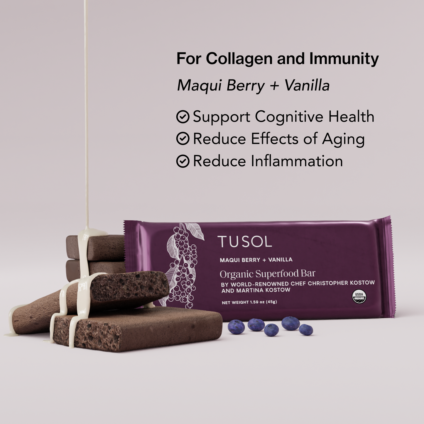 Organic Protein + Superfood Bars by TUSOL Wellness