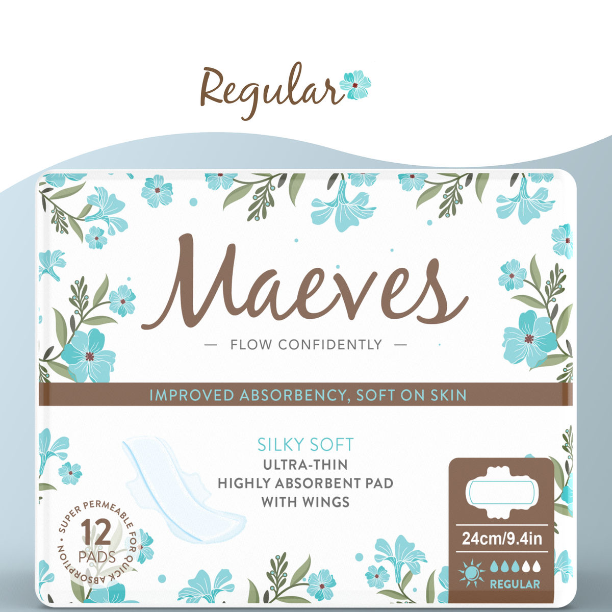 Ultra-Thin Regular Absorbency Sanitary Pads- 2 Packs by Maeves Pads