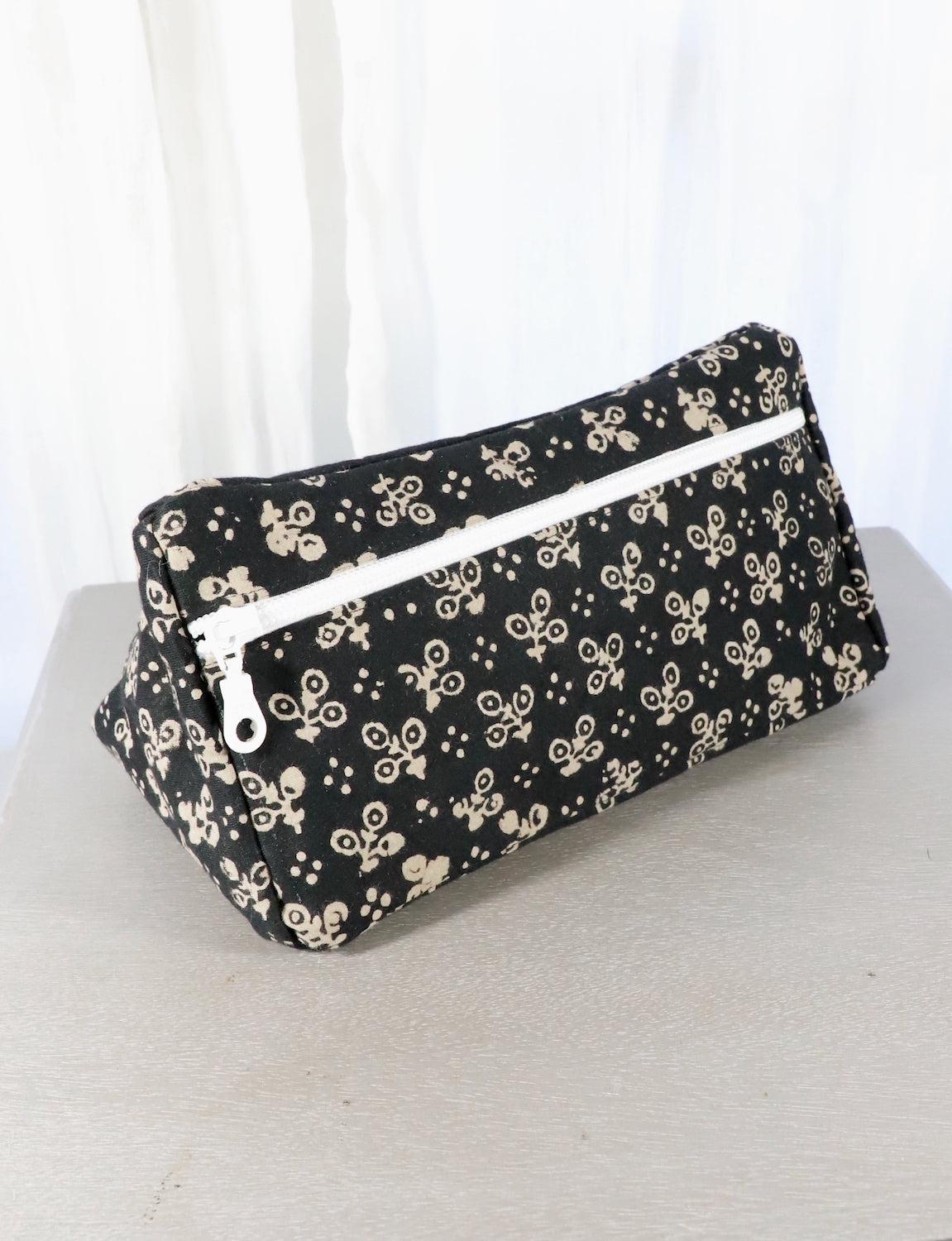 Black Toiletry Bag- Dots or Floral by Passion Lilie