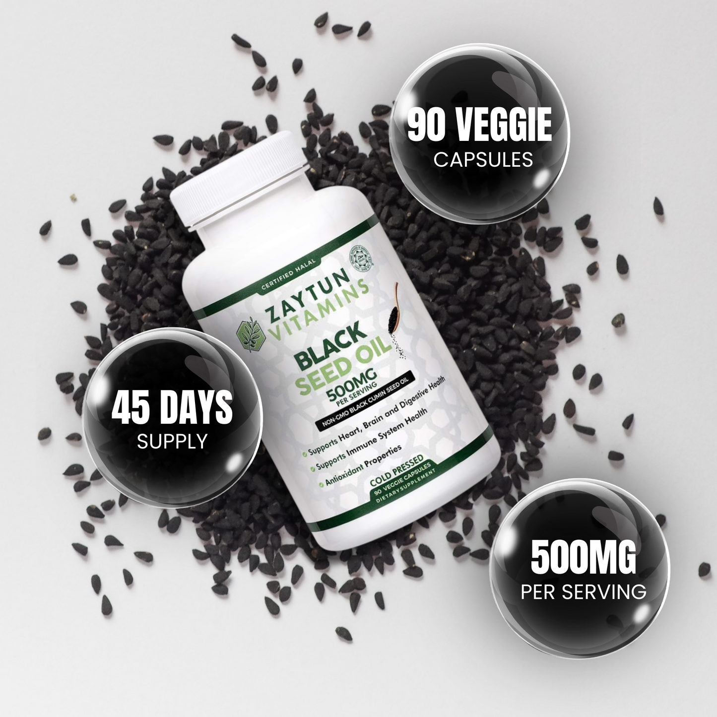 Halal Black Seed Oil Veggie Capsules