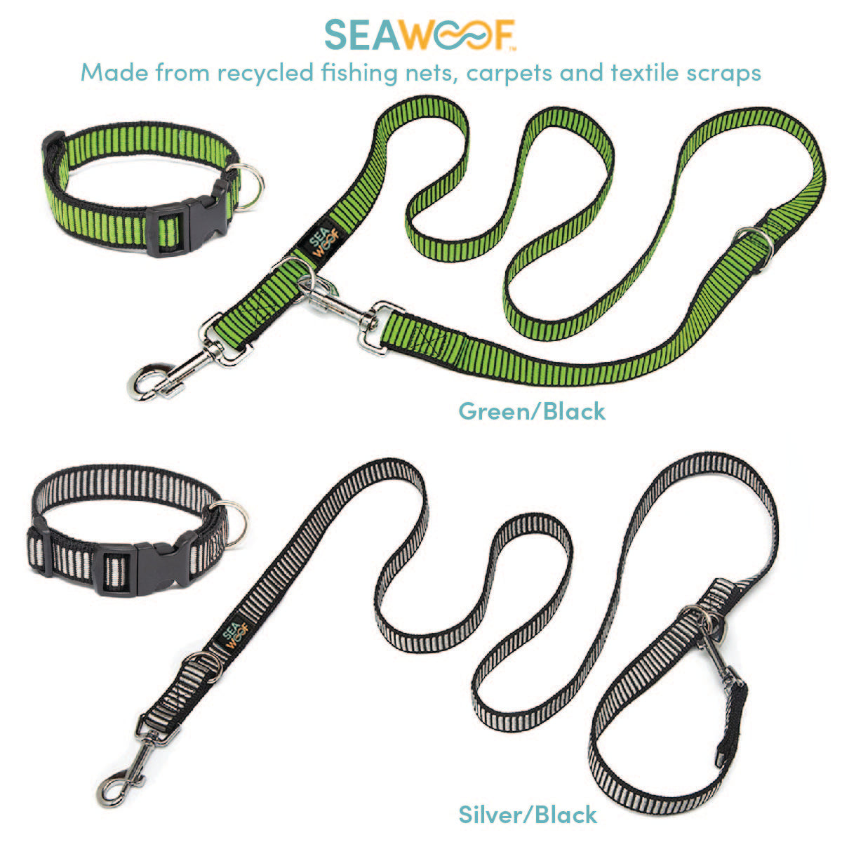 Seawoof Multi-Function Adjustable Leash Green/Black