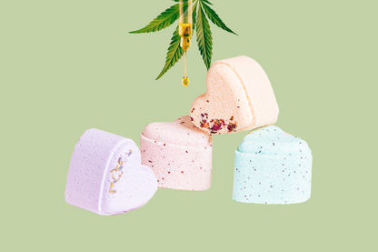 Set of 5 Heart Shaped Shower Steamers with CBD - in a Gift Box - Can be personalized. (THC free)