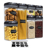 Cheer Collection Set of 7 Airtight Food Storage Containers plus Dry Erase Marker and Label - Multiple Colors Available