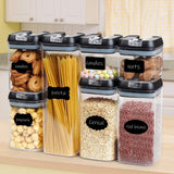 Cheer Collection Set of 7 Airtight Food Storage Containers plus Dry Erase Marker and Label - Multiple Colors Available