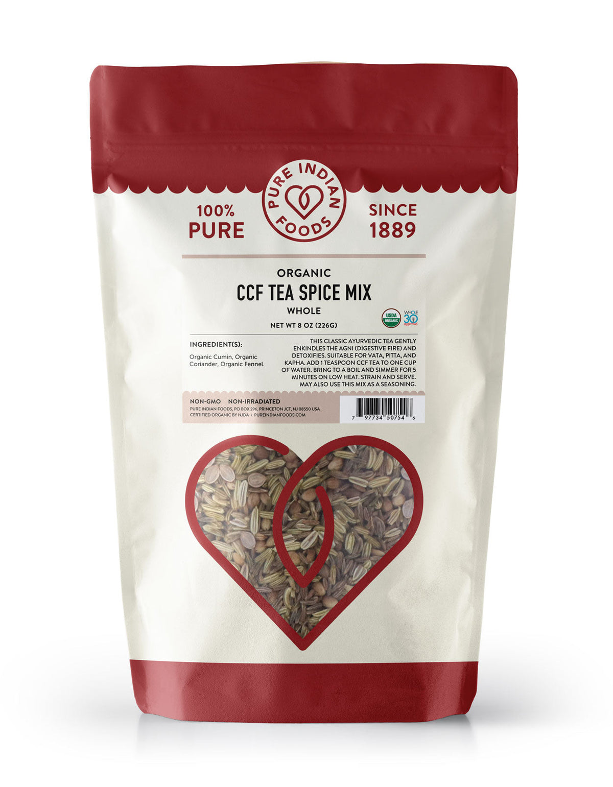 CCF Tea Spice Mix (Cumin, Coriander, Fennel), Certified Organic - 8 oz