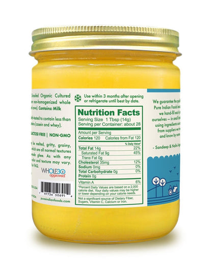 Cultured Ghee, Grassfed & Certified Organic - 14 oz