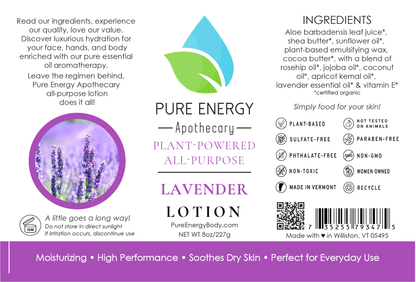 Natural All Purpose Lotion 8 Oz (Lavender) by Pure Energy Apothecary