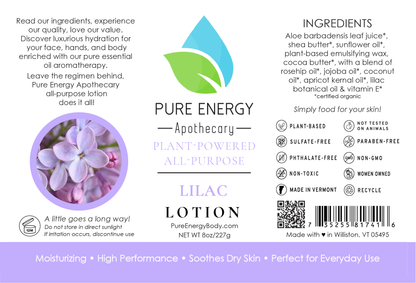 Natural All Purpose Lotion 8 Oz (Lilac) by Pure Energy Apothecary