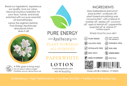 Natural All Purpose Lotion 8 Oz (Paperwhite) by Pure Energy Apothecary