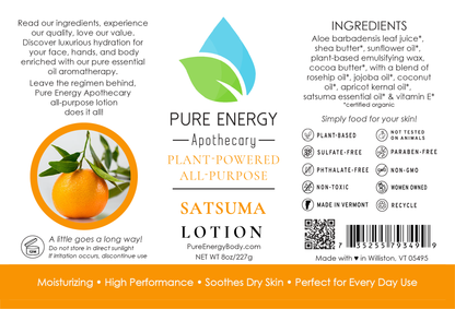 Natural All Purpose Lotion 8 Oz (Satsuma) by Pure Energy Apothecary