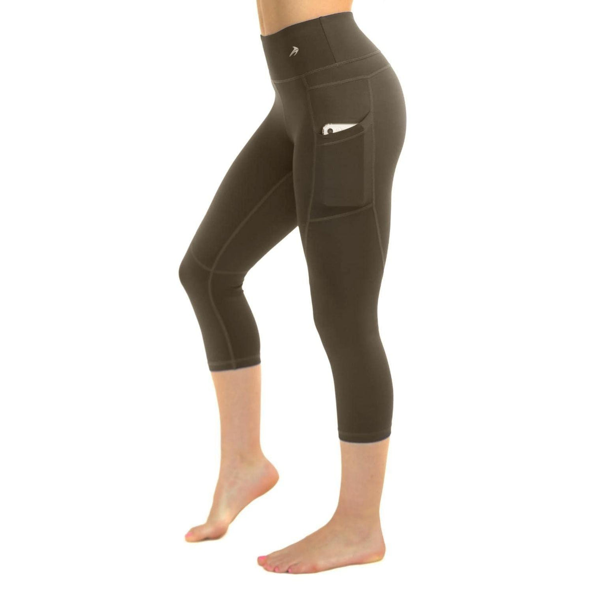 Women's Compression Capris W/ Pockets - Olive