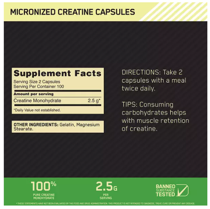 Optimum Nutrition Micronized Creatine Capsules