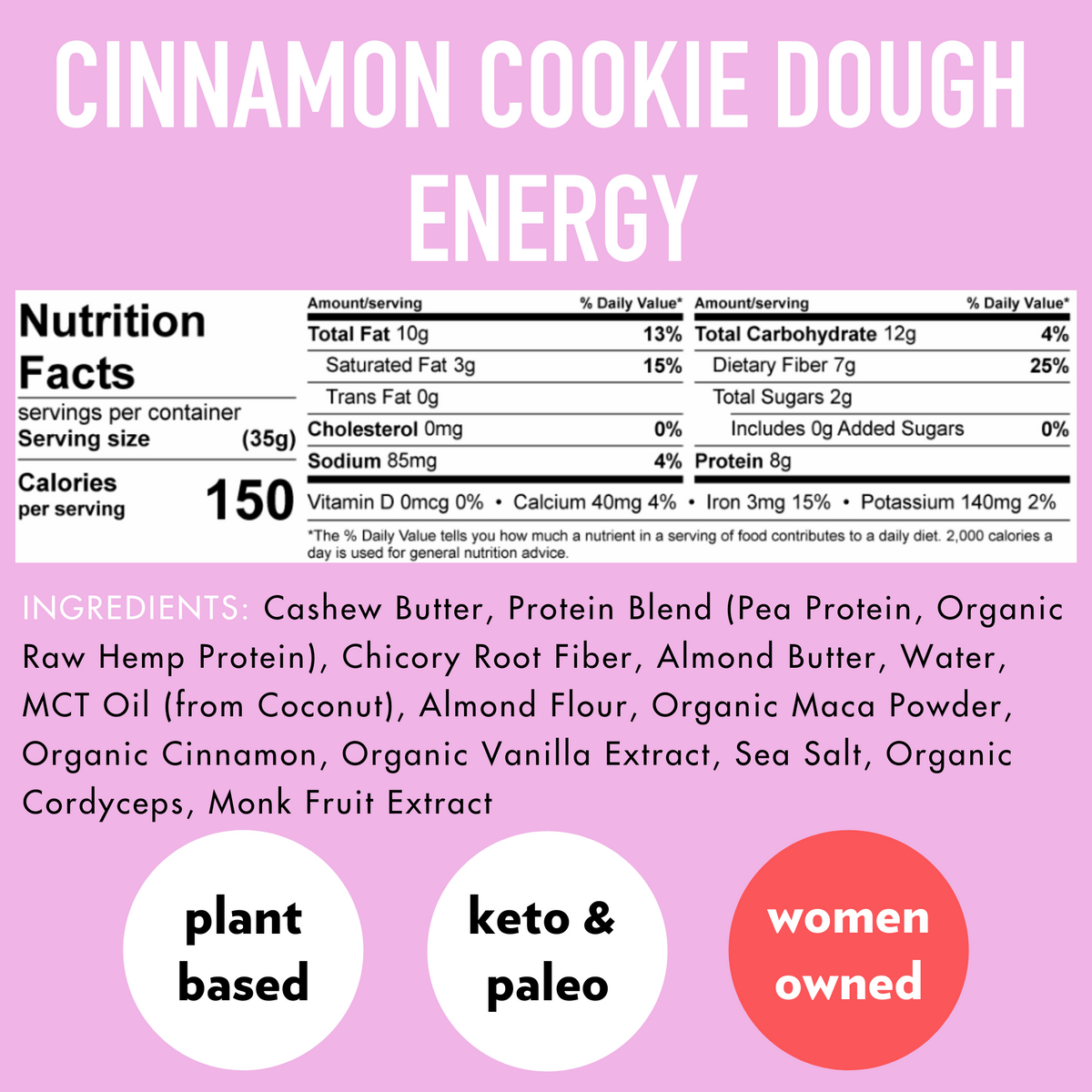 Cinnamon Cookie Dough ENERGY (12 Count) 🍪 by B.T.R. Bar