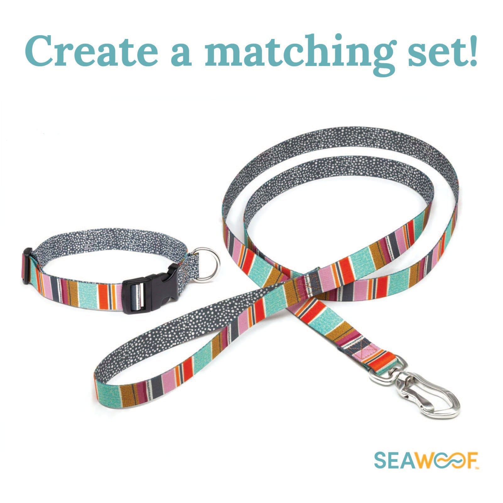 Seawoof Dog Leash Multicolor Stripe Print