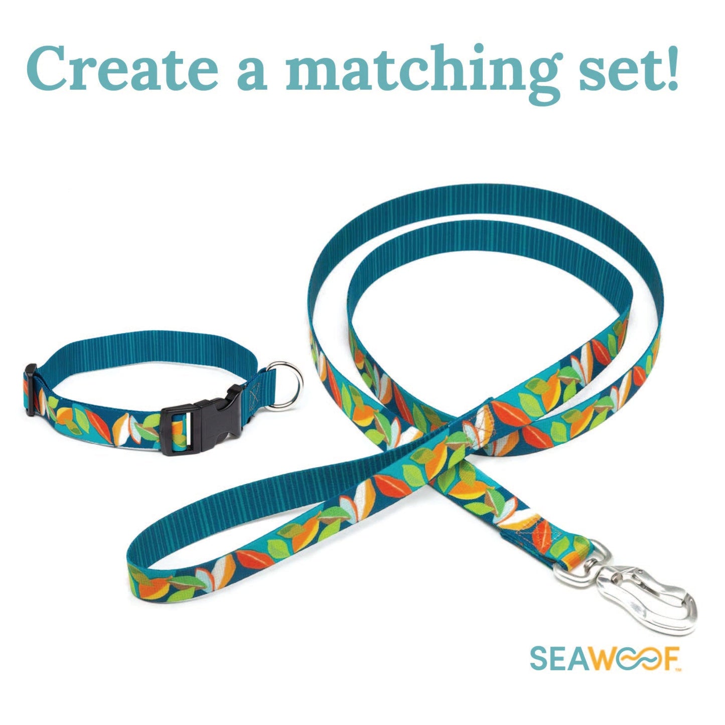 Seawoof Dog Leash Leaf Pattern