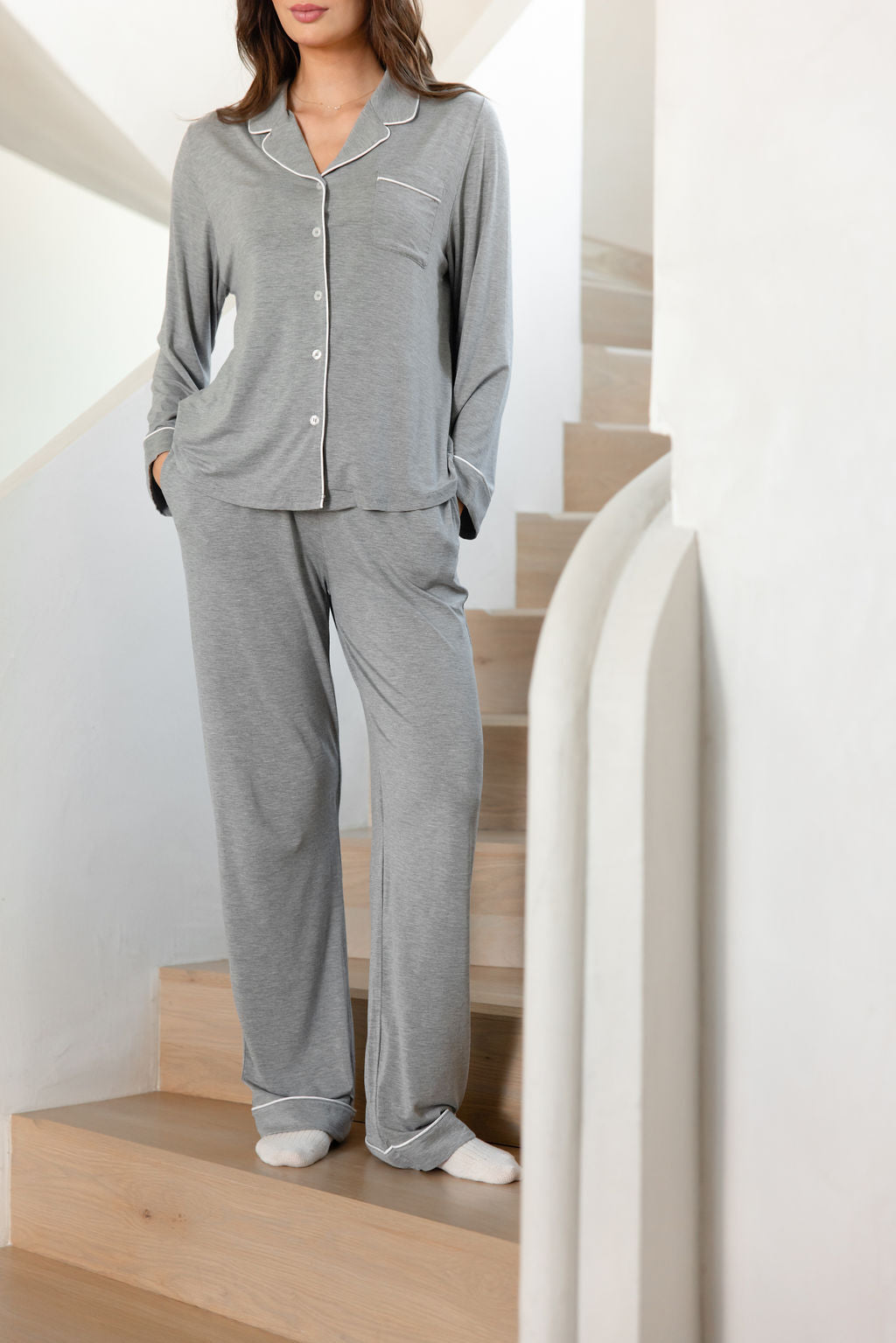 Women's Bamboo Stretch-Knit Long Sleeve Pajama Set