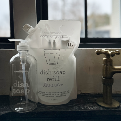 Dish Soap Refill Pouch and Glass Bottle Set