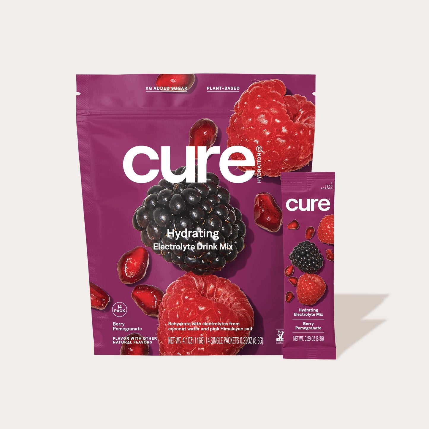 Berry Pomegranate - Hydrating Electrolyte Drink Mix with no Added Sugar or Artificial Ingredients by Cure