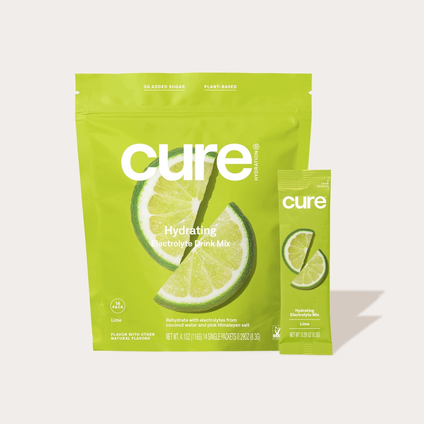 Lime - Hydrating Electrolyte Drink Mix with no Added Sugar or Artificial Ingredients by Cure