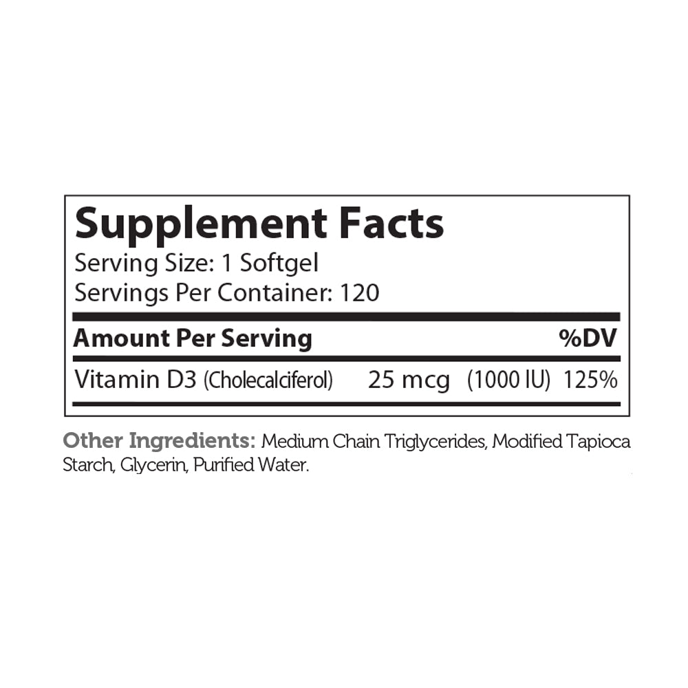 Vitamin D3 Softgels 1000 IU