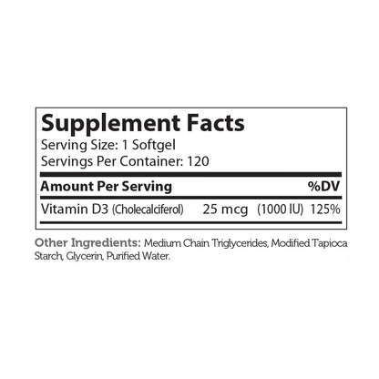 Vitamin D3 Softgels 1000 IU