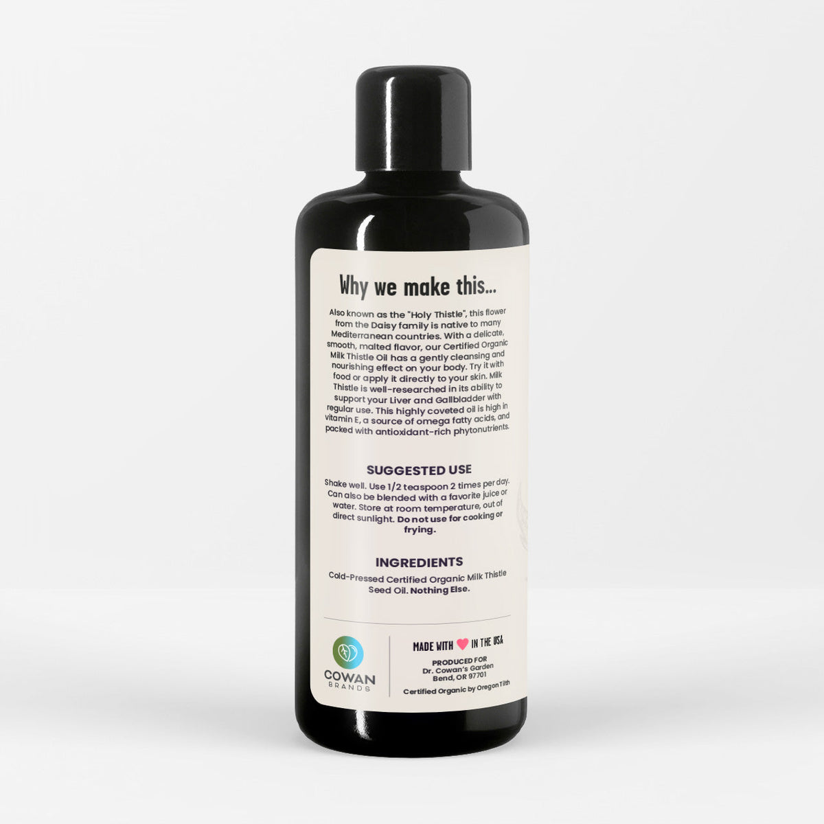 Certified Organic Milk Thistle Oil by Dr. Cowan's Garden