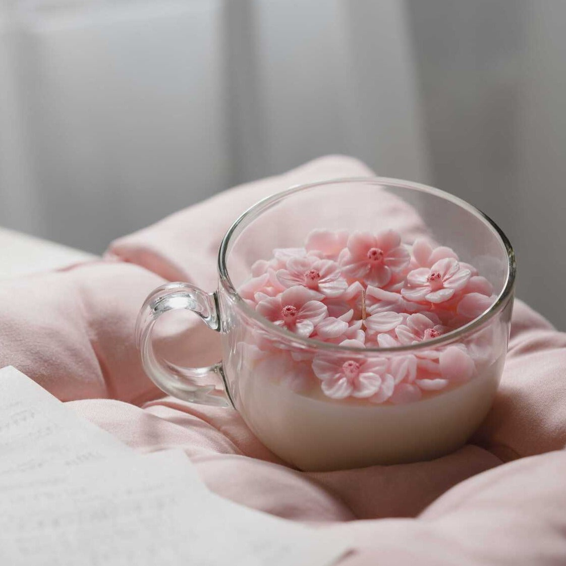 Romantic Sakura Cup Scented Candle for Birthday Gift Wedding Favor