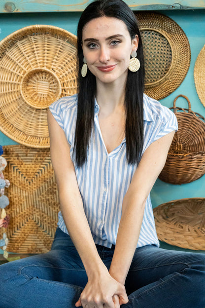 Dominica Earrings - Light Rattan Seashell by Spiffy & Splendid