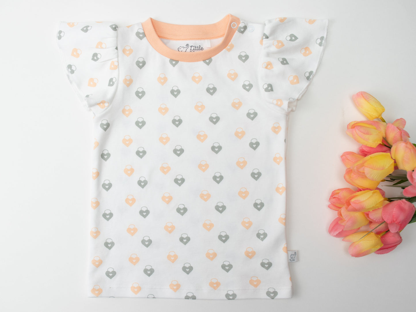 Organic Cotton Ashley Ruffled Tee - Love Lock by Little Moy