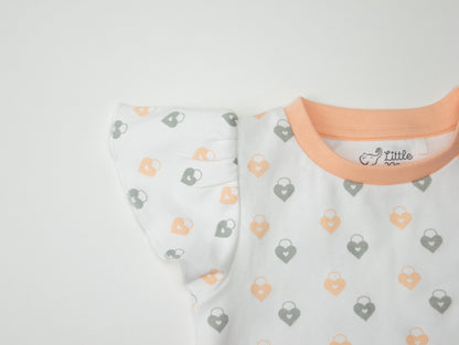 Organic Cotton Ashley Ruffled Tee - Love Lock by Little Moy