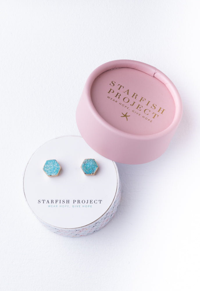 Natalie Turquoise Hexagon Stud Earrings by Starfish Project