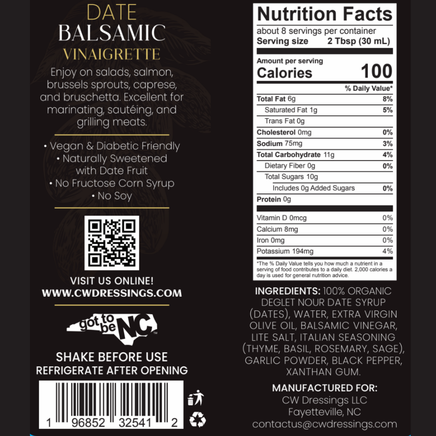 DATE BALSAMIC VINAIGRETTE & SWEET DATE HOT SAUCE BUNDLE by CW Dressings™