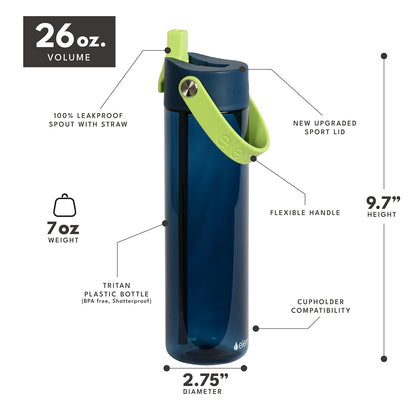 26 oz Tritan Plastic Water Bottle - Deep Sea