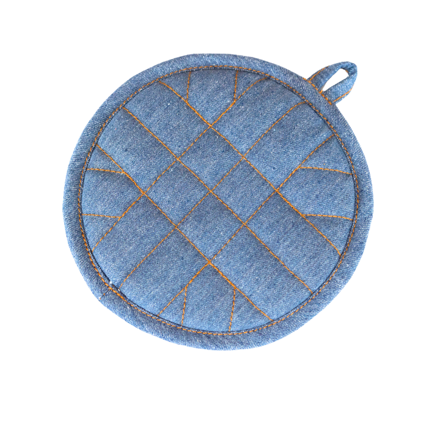 Upcycled Denim Round Pot Holder by Upavim Crafts