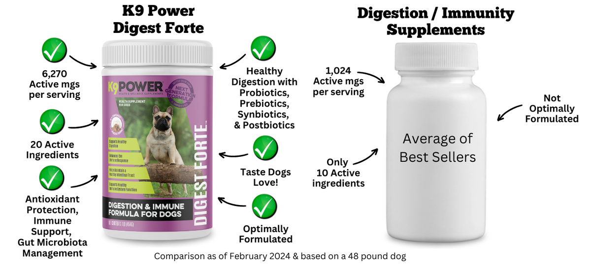 Digestion / Immune Dog Supplement - includes Probiotics, Prebiotics, & Postbiotics