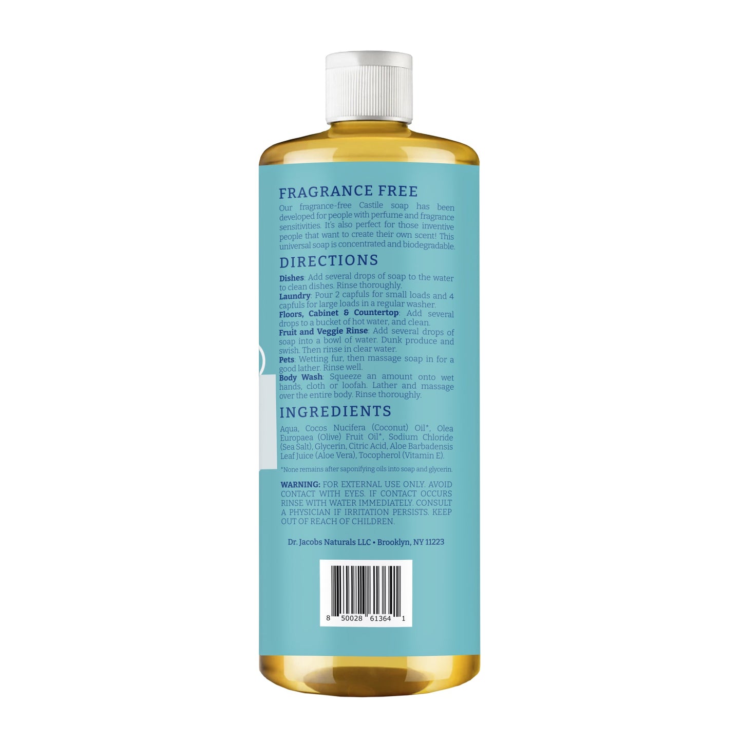 Unscented All in 1 Castile Soap by Dr. Jacobs Naturals