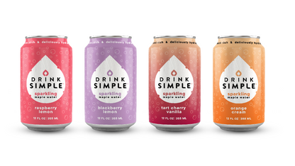 Mixed 12 Pack Sparkling Maple Waters- 4 Flavors: Tart Cherry Vanilla, Raspberry Lemon, Blackberry Lemon, and Orange Cream by Drink Simple