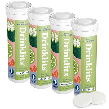 Drinklits Lemon-Lime Daily Hydration Tablets (4) Tube Bundle by Drinklits