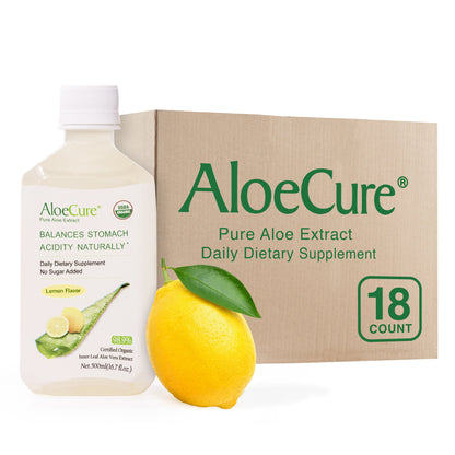 Pure Aloe Vera Juice, All-In-One Digestive and Immune System Support,  USDA Certified Organic, Lemon Flavor, 16.7 fl oz