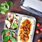 Stainless Steel Dinner Plates, Reusable, 3 Compartments, 2 Pack by ecozoi