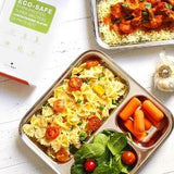 Stainless Steel Dinner Plates, Reusable, 3 Compartments, 2 Pack by ecozoi