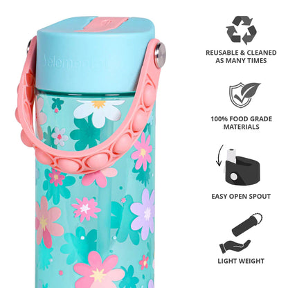 Elemental Splash 18oz Pop Bottle 2 Pack -  Stylish Cat and Spring Blossom